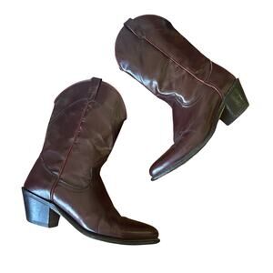 Sheplers Women’s Western Cowboy Boots Brown Leather Size 8M USA Made y2k era